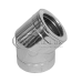 Колено 45º из нержавеющей стали с теплоизоляцией в нержавеющем кожухе: толщина стенки внутренней трубы - 0,6 мм; Ø от 100 до 360 мм